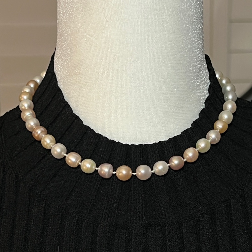 Multicolor Freshwater Pearl Necklace w/ 14k White Gold Clasp